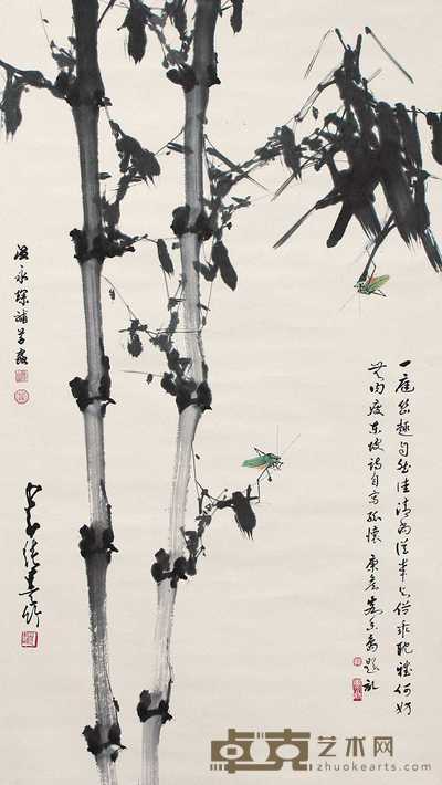 赵少昂 温永琛 竹虫 立轴 102×58cm